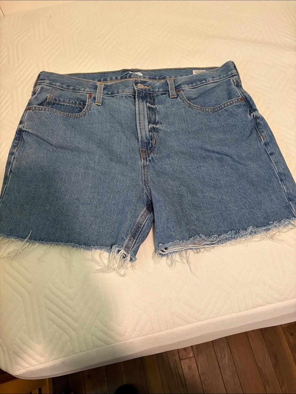 Old Navy Medium Blue Distressed Hem Denim Shorts